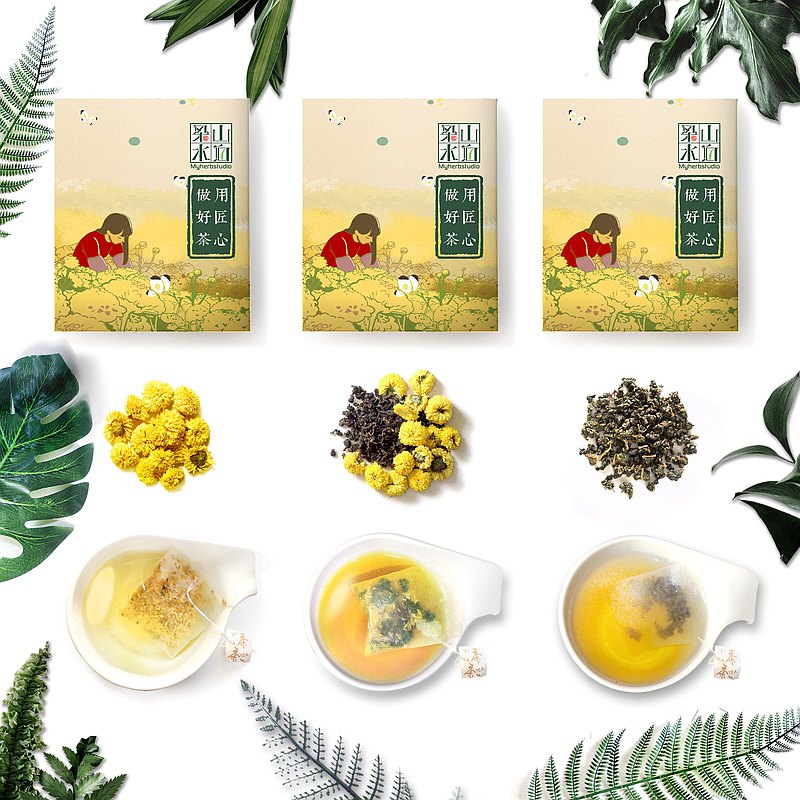 團購組合 160包/8盒 輕保養花茶 - 菊韻烏龍茶 ☆杭菊產自台灣苗栗縣銅鑼鄉，不燻硫，不添加防腐劑，無農藥殘留。 ☆烏龍春茶採用榮獲米其林二星茶品殊榮的曾的，426項無毒檢測合格，獨家技術，36秒