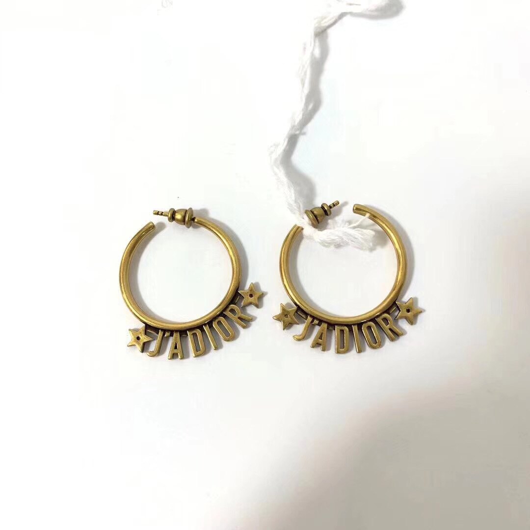 【Go時尚】DIOR 迪奧 Christian Dior J'ADIOR 圓環立體LOGO個性耳環 金