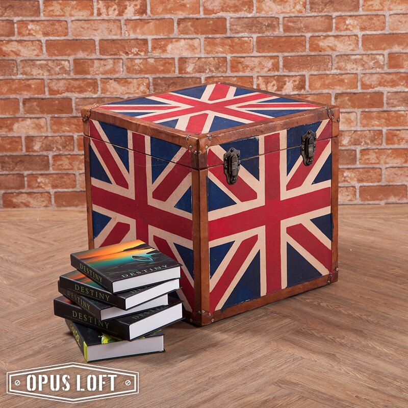 【純真年代】復古風工業風 英國旗仿舊帆布置物箱 居家收納箱 方形儲物箱 Loft特色個性家具傢俱 酒吧咖啡廳民宿餐廳飯店室內設計裝潢 ~T-17~