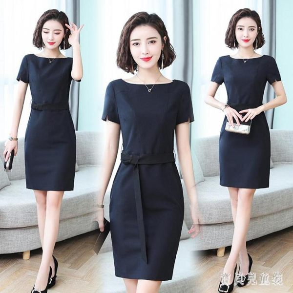 職業ol連身裙 2019夏季新款時尚氣質短袖洋裝 上班族女裝工作服工裝 CJ4902『寶貝兒童裝』