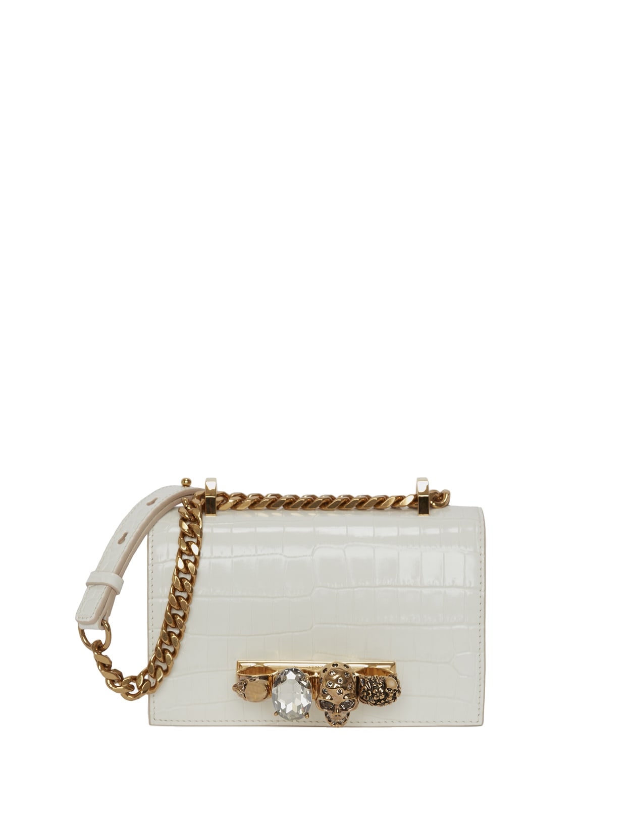 Alexander McQueen Dark Ivory Mini Jewelled Satchel