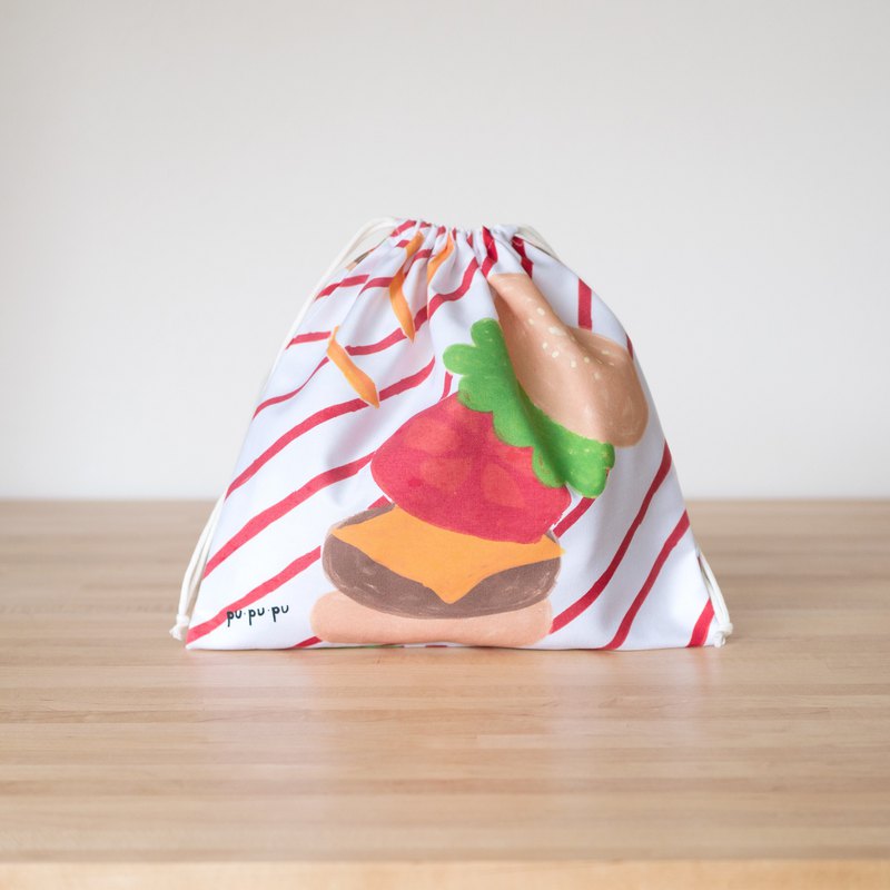 這是一個印有原始插圖的錢包。 束帶袋