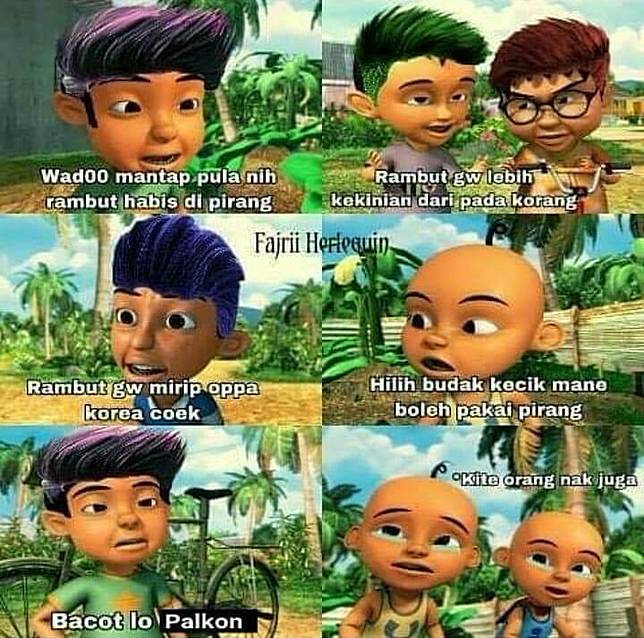 12 Meme Lucu Upin Ipin Punya Rambut Ini Bikin Senyum Geli Brilio Net Line Today