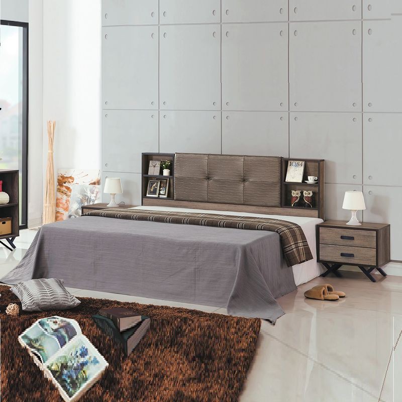 【RA497-1】莫爾茲5尺床頭 寬150×深12×高101公分 $3,740【RA520-20】灰橡5尺床底 寬5×深6.2×高0.81尺 $2,145【RA497-2】莫爾茲床頭櫃(單只) 寬52