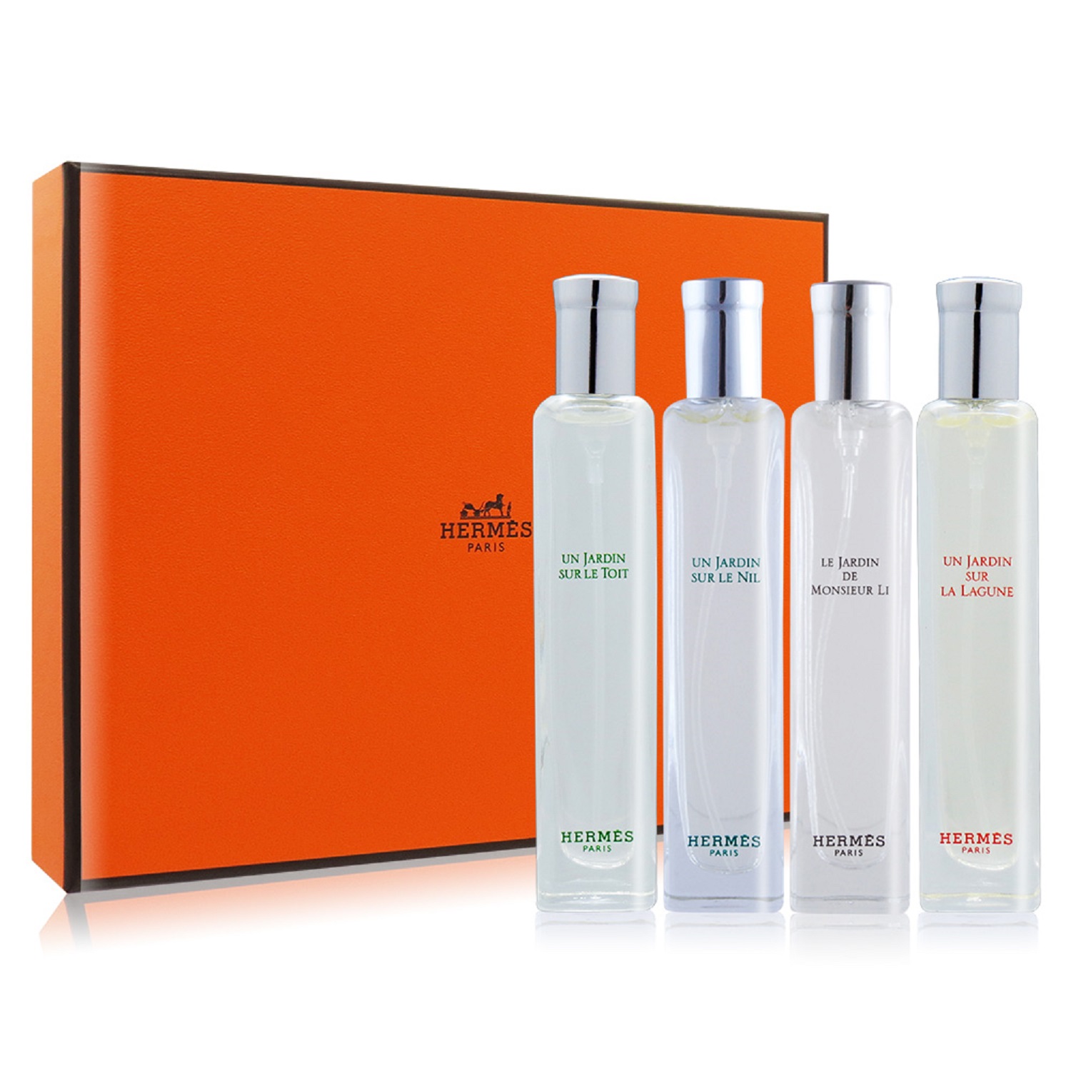 HERMES 愛馬仕 香水禮盒四入組(15mlX4)[潟湖+尼羅河+李先生+空中花園] <國際航空版>