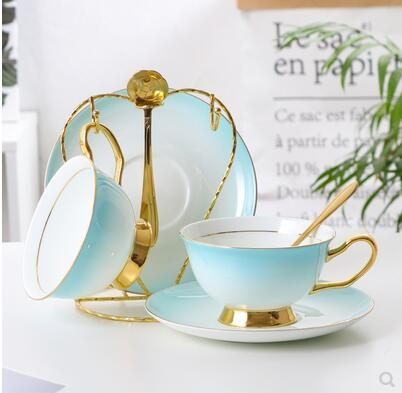 北歐式高檔骨瓷咖啡杯套裝創意金星漸變杯子下午茶茶具套裝小奢華