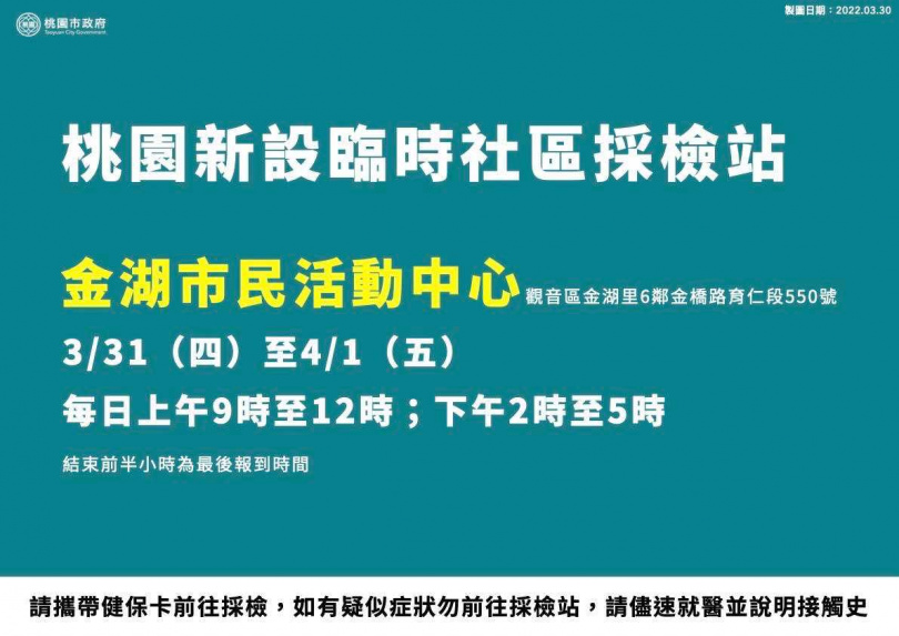 桃園設立社區臨時採檢站。（圖／桃園市府提供）