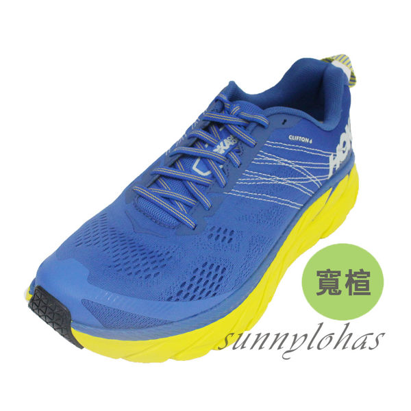 (A7) Hoka One One 男 Clifton 6 超緩震慢跑鞋 寬楦 運動鞋 HO1102876NBLM 藍黃 [陽光樂活]