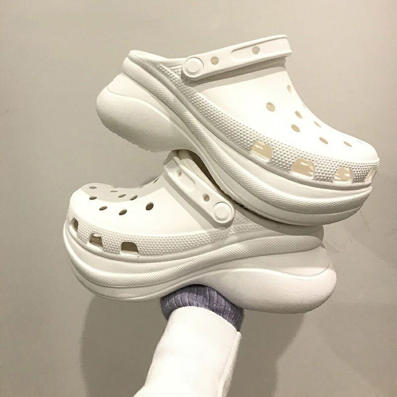 厚底洞洞鞋 女 布希鞋 休閒高跟拖鞋 園丁鞋 沙灘鞋 防滑外穿 包頭涼鞋 增高 情侶 3色