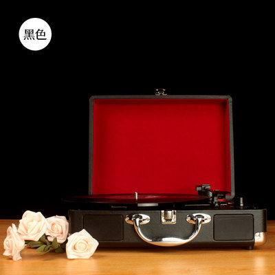 留聲機 黑膠片唱片機lp便攜式仿古電唱機手提家用現代復古留聲機藍芽音箱T 3色