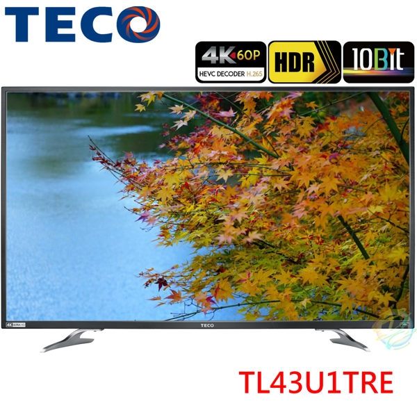 《活動》【福利品】TECO東元 43吋TL43U1TRE 真4K 60P聯網液晶顯示器附視訊盒(東元保固一年)