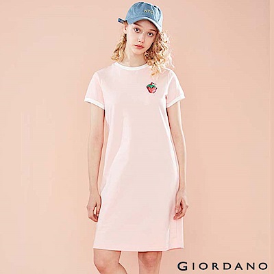 GIORDANO 女裝純棉水果刺繡連身裙-29 草莓粉紅