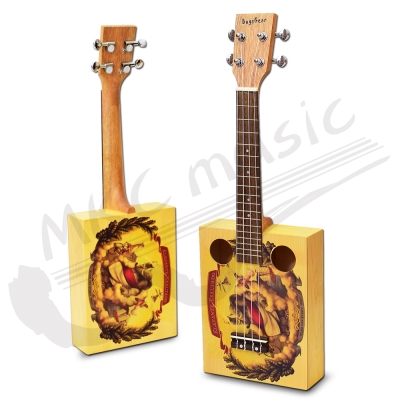 獨特方形雪茄盒 有別於一般的彎板琴採高級雲杉木製 音色更清亮玫瑰木指板 手指觸感好義大利手工琴弦 彈奏更順暢隨琴附贈原廠琴袋