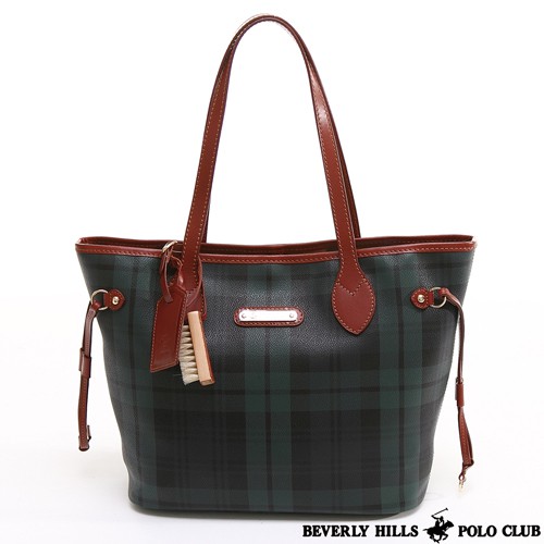 品牌BEVERLY HILLS POLO CLUB編號BH-1038顏色綠格紋材質【皮革：100%牛皮】【綠格紋：高密度防水材質】尺寸39cm*25cm*14cm產品說明【2*大拉鏈口袋】【2*其它口