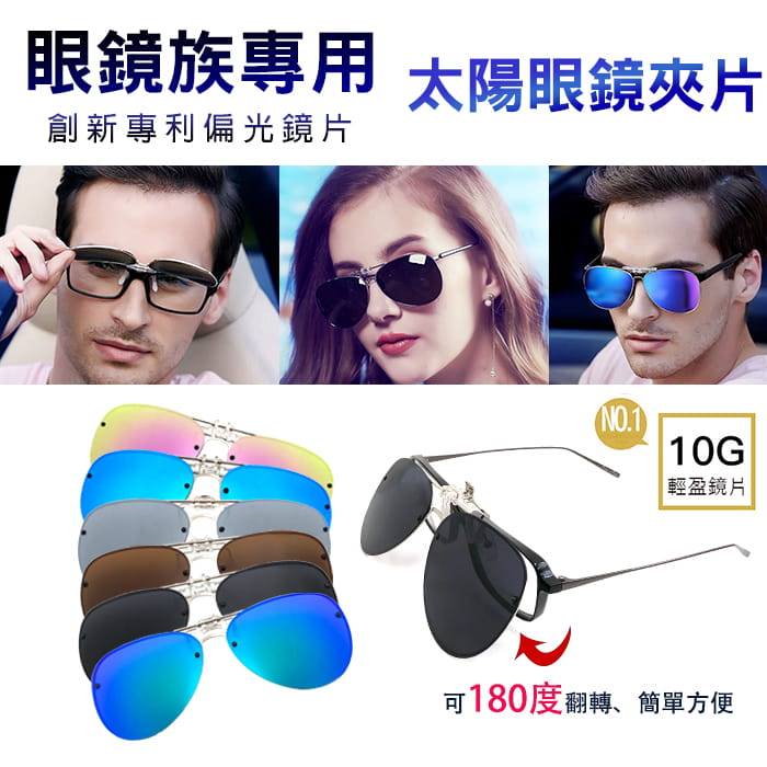 按扣和鏡架無縫結合，180度上翻式設計重量超輕盈僅10克超無感太陽眼鏡