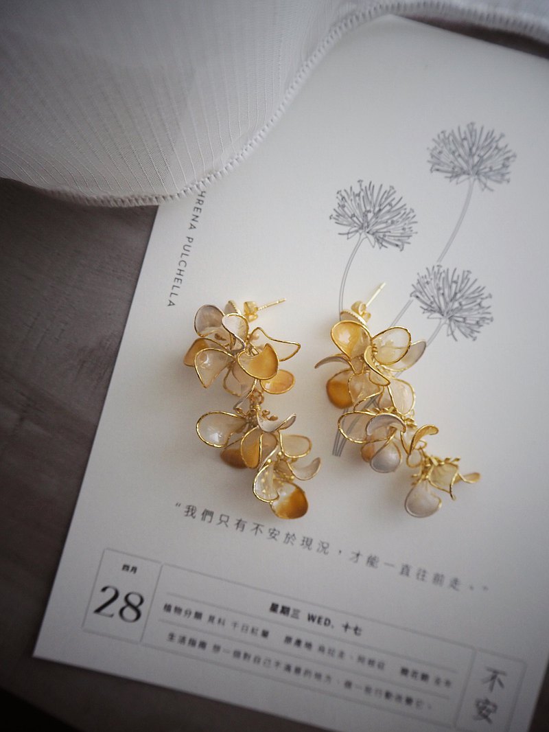 楊枝甘露 花朵垂墜式樹脂耳環