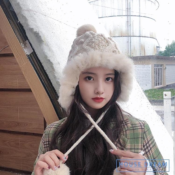 冬帽 正韓毛線帽子女秋冬季東北雷鋒帽保暖護耳加絨兔毛球防風針織帽潮 HD
