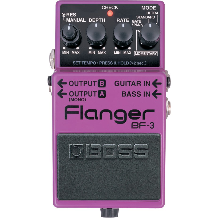 最受歡迎的BOSS BF-2 Flanger，自推出至今已連續生產銷售超過20年新的，BF-3 flanger踏板不僅為吉他手與貝斯手帶來經典BOSS Flanger，還加入最濃密的立體聲flange