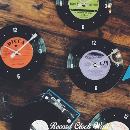 《齊洛瓦鄉村風雜貨》日本zakka雜貨 日本復古黑膠唱片造型時鐘 唱片機造型掛鐘 壁掛時鐘