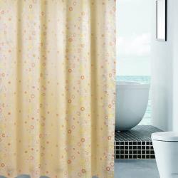 ◎適用場景：浴室、走廊、陽台、衣櫃..各種空間|◎光澤潤滑舒適的手感，色澤鮮亮，防水性強耐髒易清洗，不易起皺褶!!|◎商品名稱:BA002滌綸布浴簾菊花款隔間簾180cmX200cm掛勾式浴簾布防水防