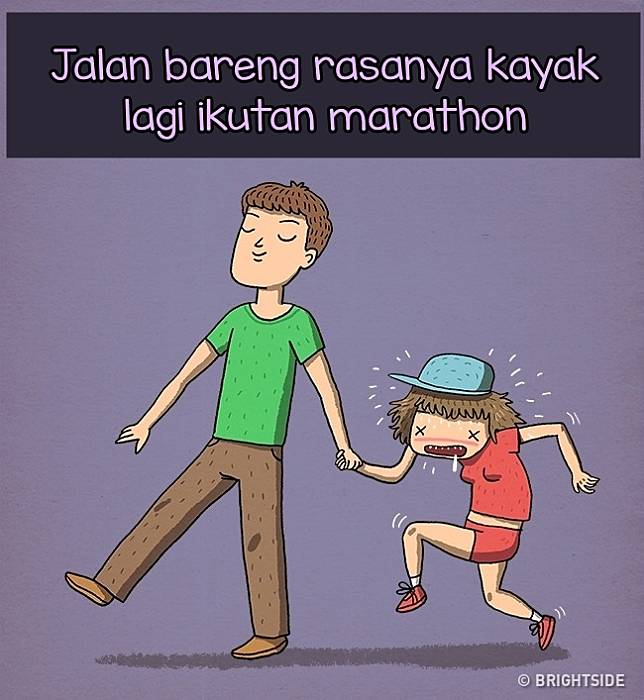 10 Ilustrasi Tunjukkan Rempongnya Punya Pasangan Tinggi, Kamu Juga?