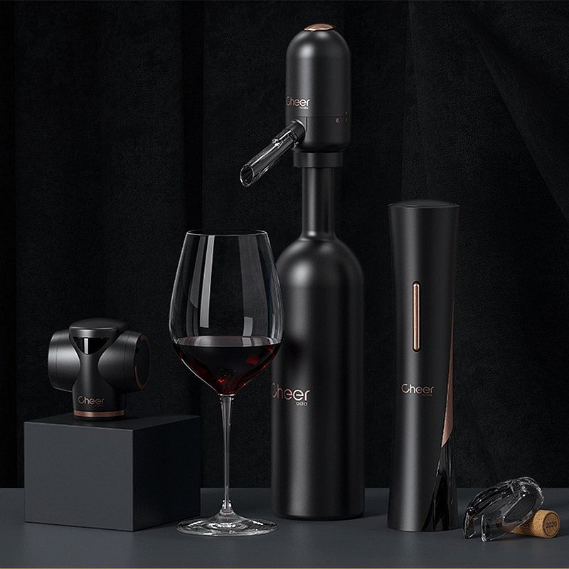 【免運-限時9折】cheer Martix電動開瓶器紅酒酒具禮盒套裝