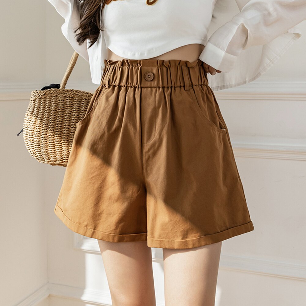 ＊ORead＊韓版鬆緊腰高腰短褲(2色S~XL)