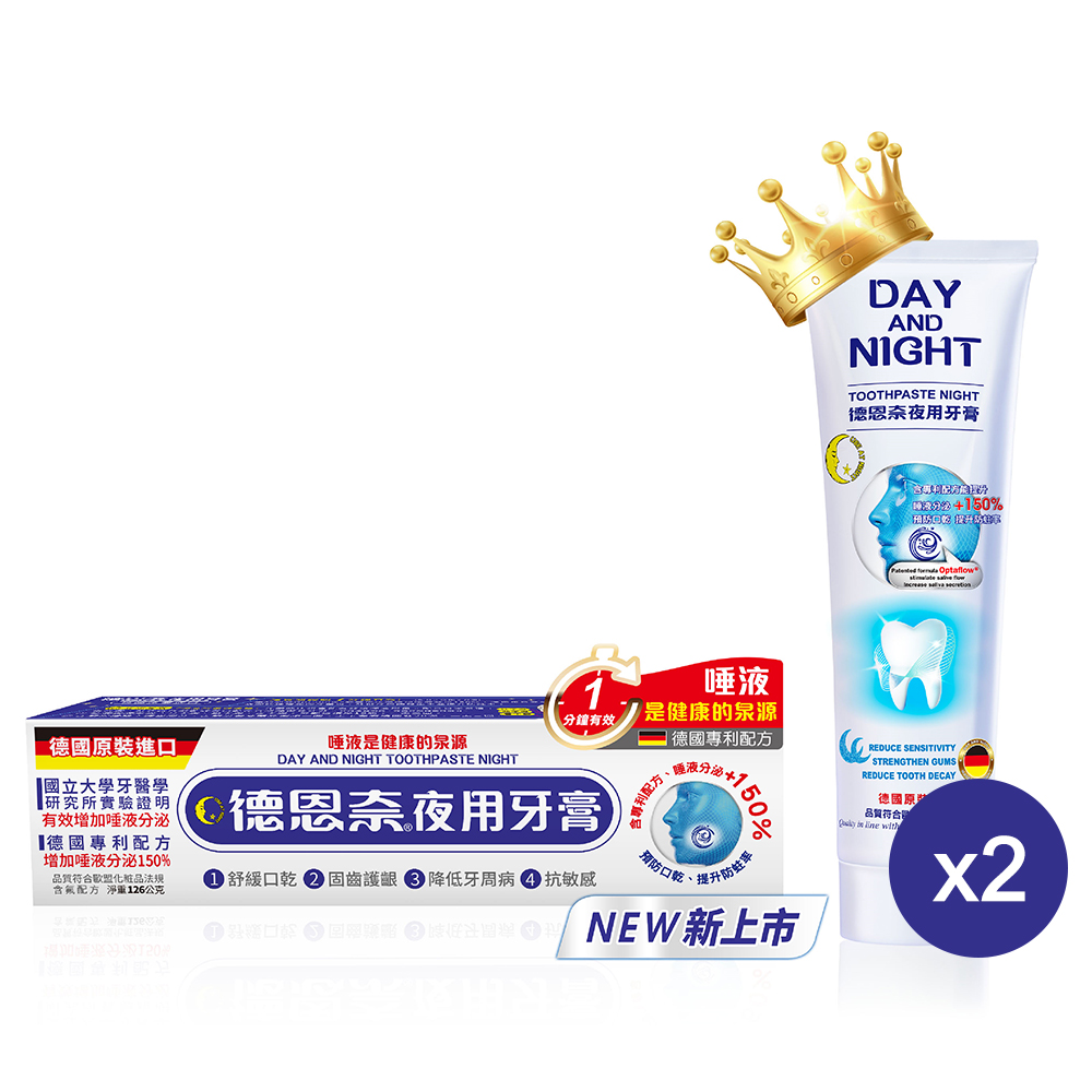 1.德國原裝進口 2.四大功效：舒緩口乾、固齒護齦、降低牙周病 3.專利實驗證明有效：唾液是天然保健良藥 4.德國專利配方促進唾液分泌增加150% 5.國立大學牙醫學研究所實驗證明