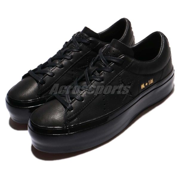 Converse One Star Platform 黑 全黑 金標 皮革鞋面 厚底鞋 鬆糕鞋 女鞋【PUMP306】 559898C
