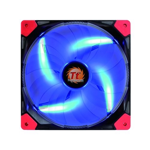 曜越Luna 14公分LED風扇，主打風扇框架一體成型的防震橡膠墊及導流設計，加上雙月弧型扇葉設計及長壽命油封軸承，提供絕佳散熱效能、超強風流、低噪音，此風扇擁有紅、白、藍三種不同顏色的LED燈光設計