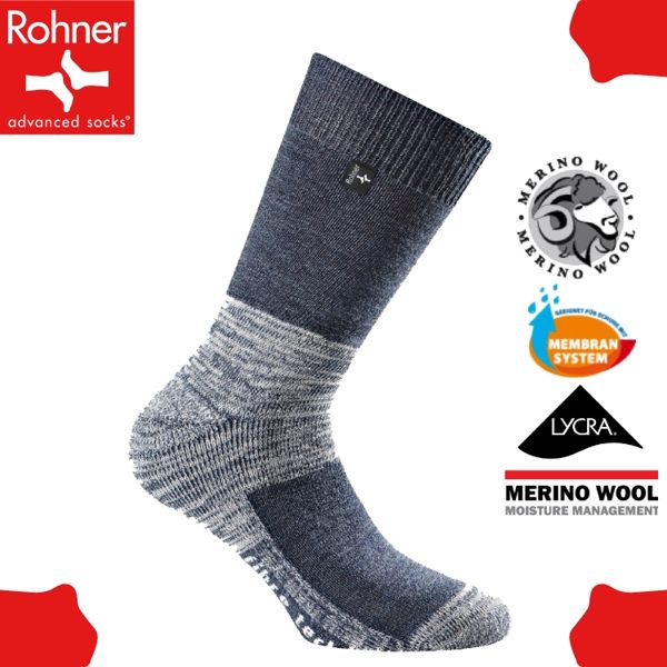 【Rohner 瑞士 fibre tech 中高筒美麗諾羊毛襪《丹寧藍》】603001/保暖/耐磨/吸濕/排汗/抗臭/彈性襪