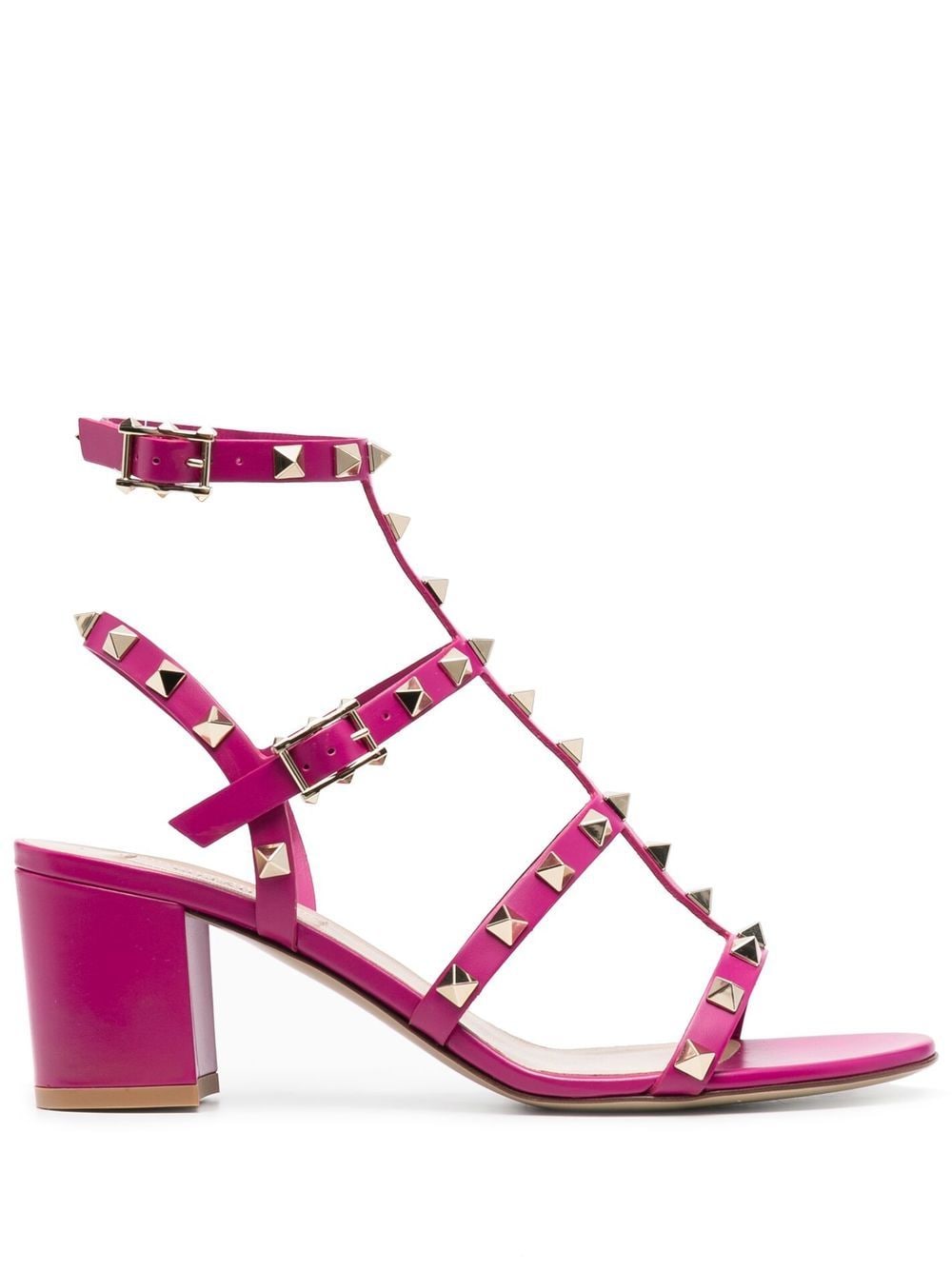 Valentino Garavani - Rockstud 75mm block-heel sandals - women - LeatherLeatherLeather - 37.5 - Pink