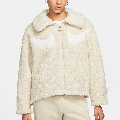 NIKE 外套 女 毛毛外套 運動 羊羔 AS W NSW SWSH SHRPA GX FZ JKT 米色 DD5621206