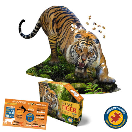 【Madd Capp】I AM 拼圖, 我是老虎, 1000 系列 | 極限逼真動物、迷你精緻版