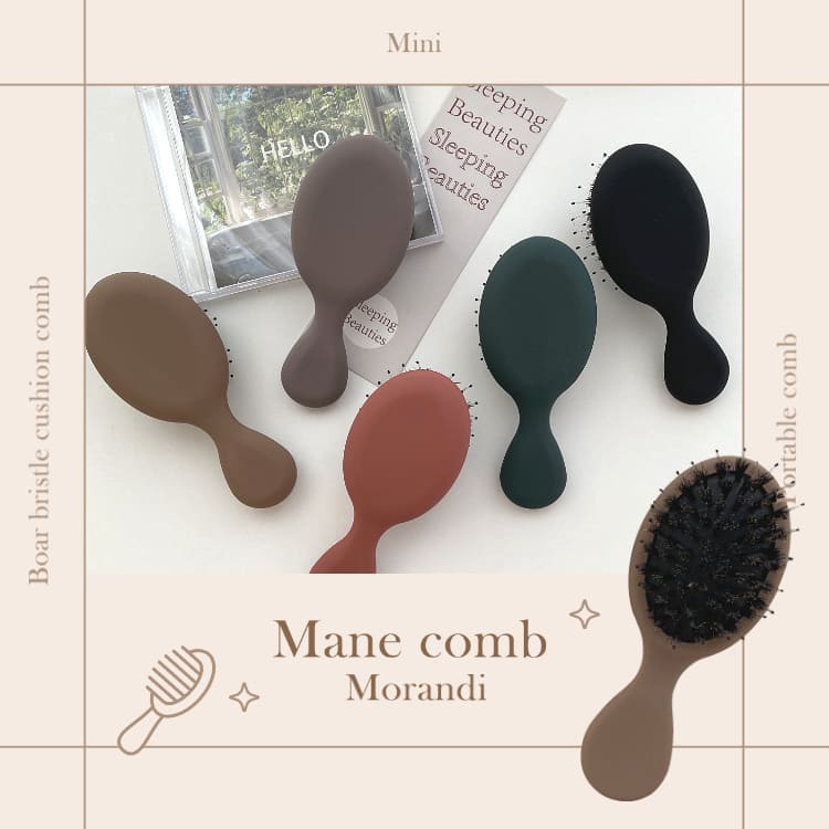 五色-莫蘭迪色迷你鬃毛梳 豬鬃毛氣墊梳 梳子 居家梳子 便攜梳子 Unicorn