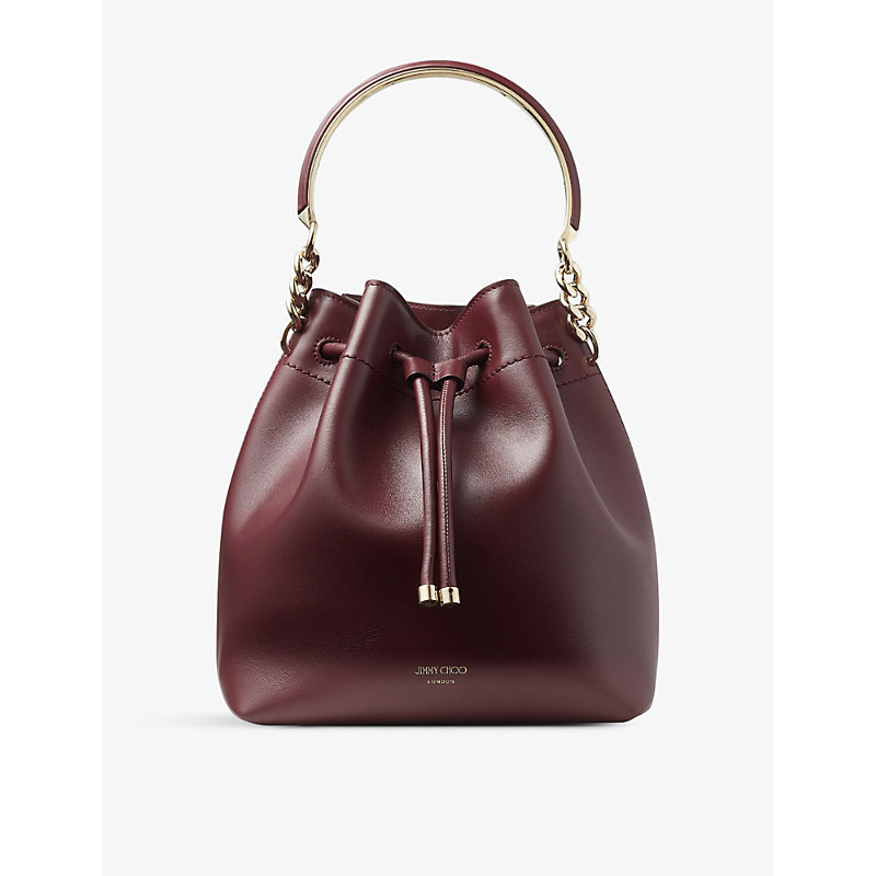 Jimmy Choo Burgundy/light Gold Bon Bon Leather Top-handle bag 1SIZE