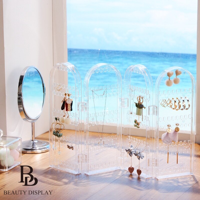 開放式飾品摺疊架 - 三色可選 耳環手鍊項鍊化妝品收納架 壓克力收納 多功能收納 飾品架耳環架 情人節交換禮物 桌上 美得像專櫃 Beauty Display