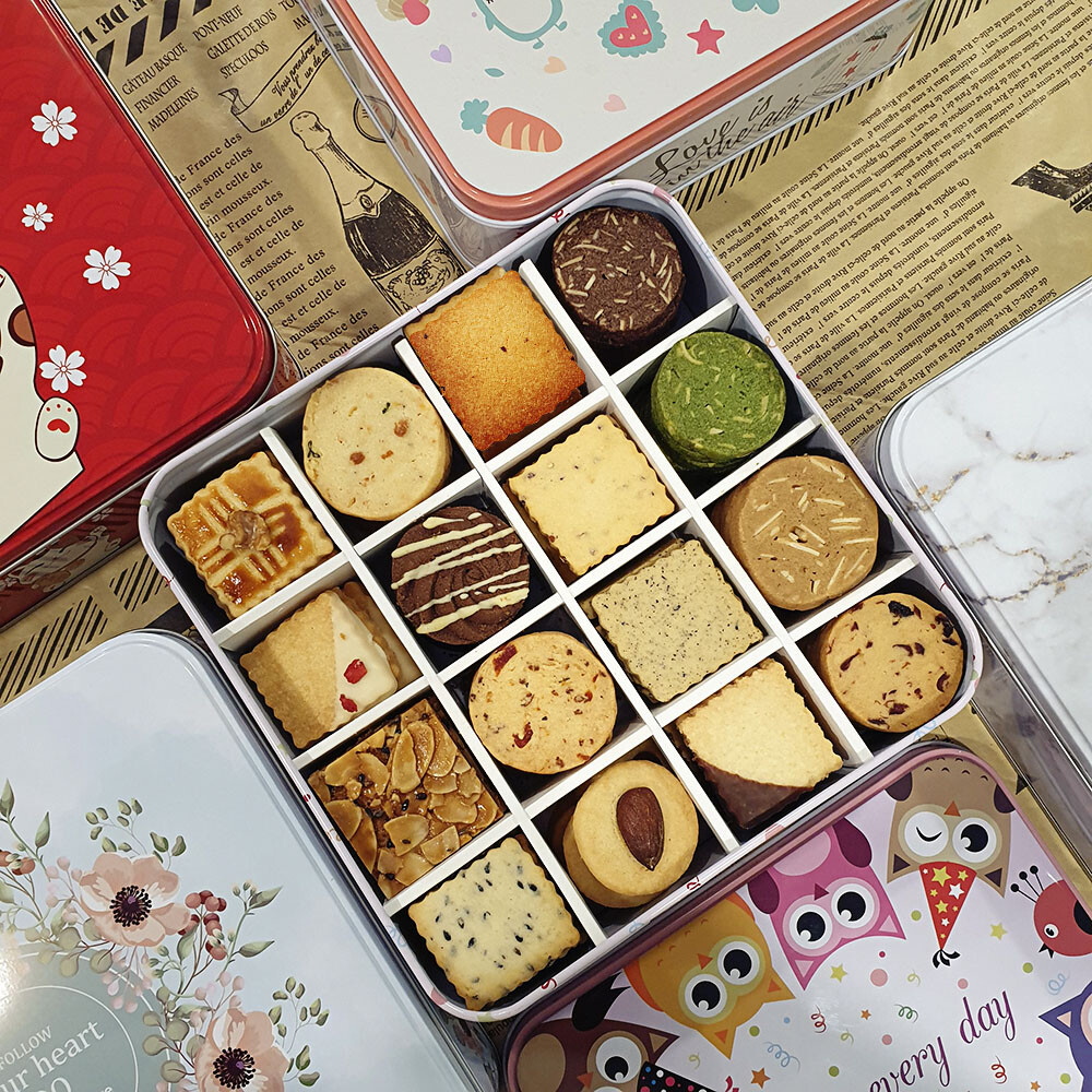 menippe 媚力泊16宮格經典綜合手工餅乾鐵盒(附提袋) 餅乾禮盒 伴手禮 中秋送禮