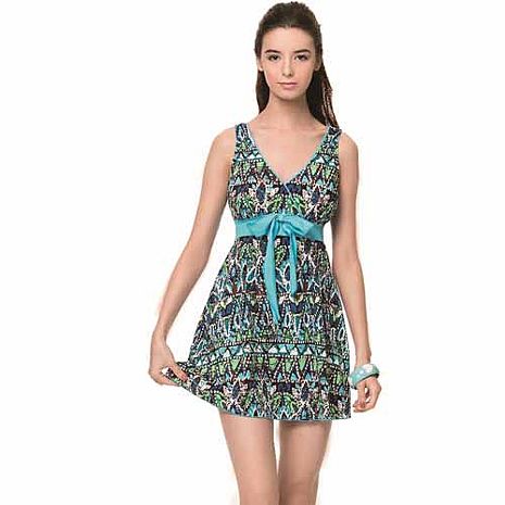 【SAIN SOU】泡湯 SPA連身裙泳裝附泳帽A988104L