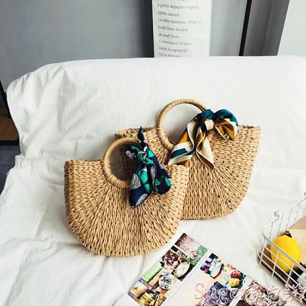 草編包 海邊包包藤編手提包編織女包手工草包度假旅行沙灘包ins草編包女 suger