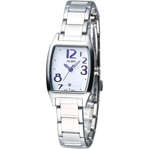 預計出貨日2-5天 ★本商品由廠商直接出貨★ ★訂單成立後二至五個工作天到貨★ ALBA 炫彩紫色刻度時尚女錶(AH7425X1) <商品特色> ◆全不鏽鋼超高質感 ◆酒桶造型錶殼、日期視窗 ◆俏皮紫