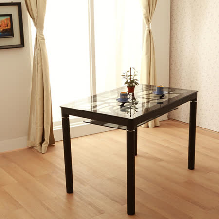 【Jiachu 佳櫥世界】Cyris瑟珞斯簡約水波紋玻璃餐桌(共二色)