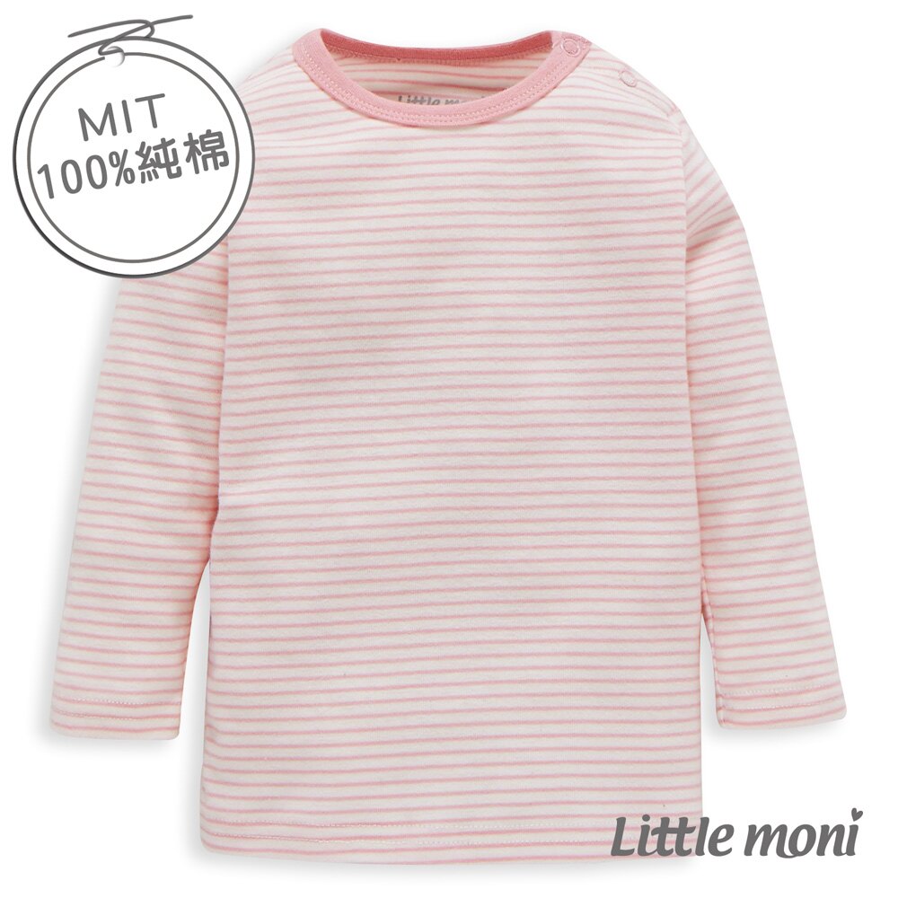 Little moni 純棉家居系列條紋上衣-淺珊瑚