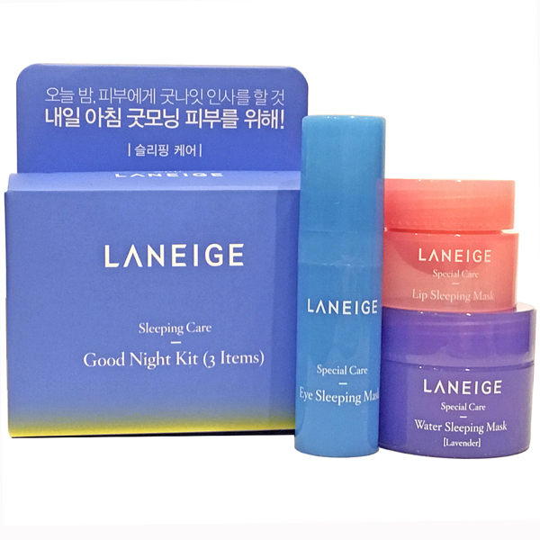 【韓國 LANEIGE】蘭芝 晚安夜間急救三件組 (薰衣草晚安面膜/眼膜/唇膜) 旅行組