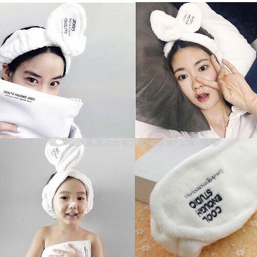 韓劇同款兔耳朵髮帶 可愛蝴蝶結束髮帶 法蘭絨洗臉束髮巾