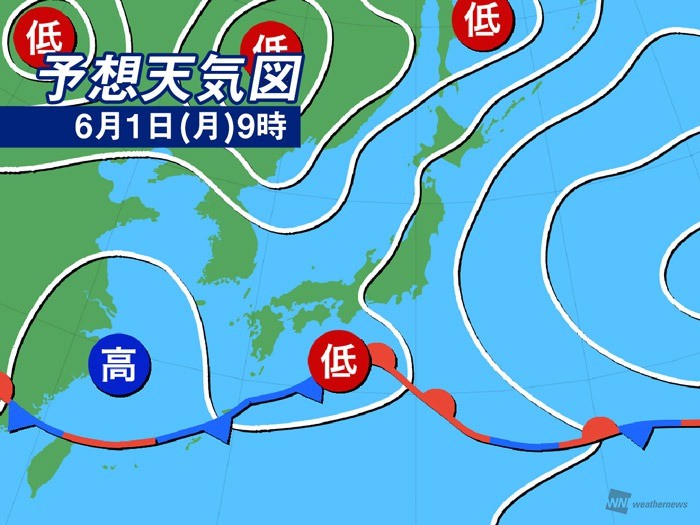 今日6月1日 月 の天気 曇りや雨で6月スタート 梅雨のようなムシムシ感 ウェザーニュース