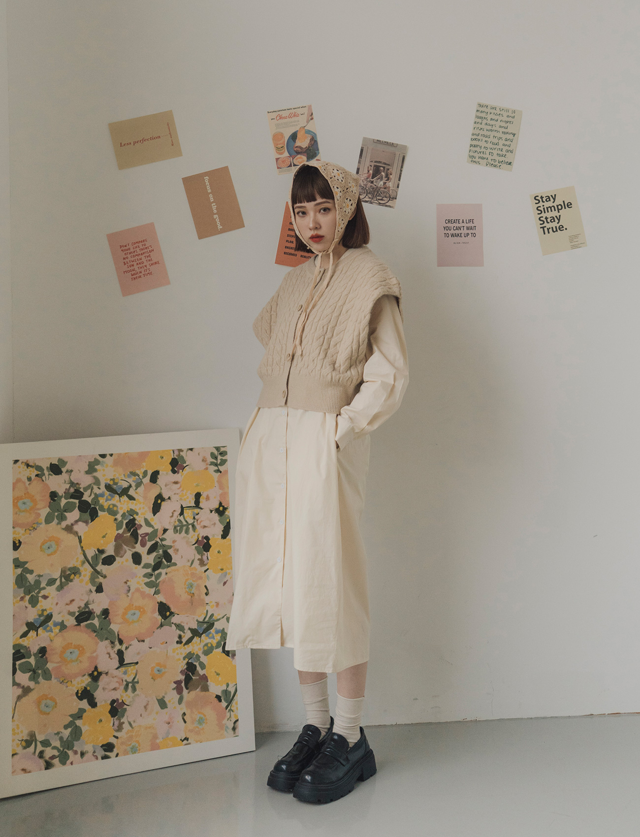 圓領排釦針織背心