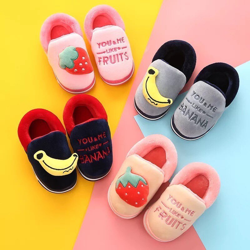 預購7天發［正韓兒童室內防滑鞋］甜甜水果造型保暖室內防滑拖