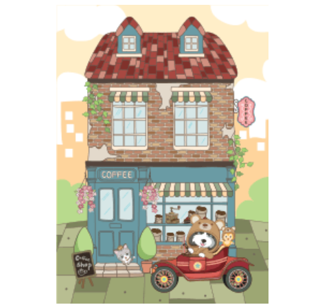 Doggi in sweet coffee shop