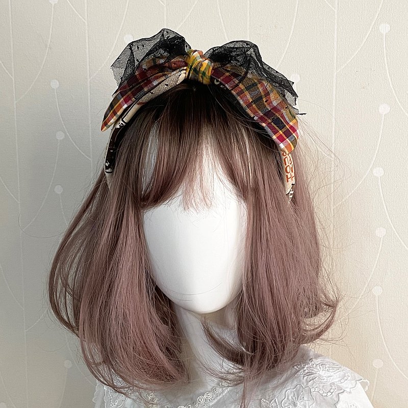 個性格紋點點網紗蝴蝶結髮箍 頭箍 髮圈 髮窟 髮哭 頭箍